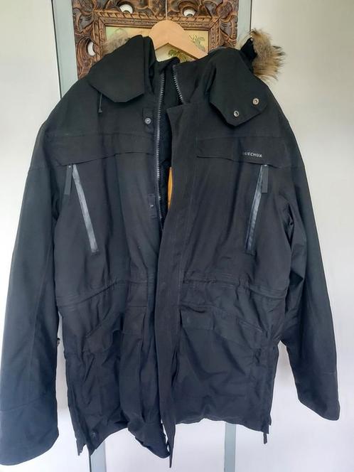 3 xl  quechua heren winterjas, Kleding | Heren, Jassen | Winter, Zo goed als nieuw, Maat 56/58 (XL), Zwart, Ophalen