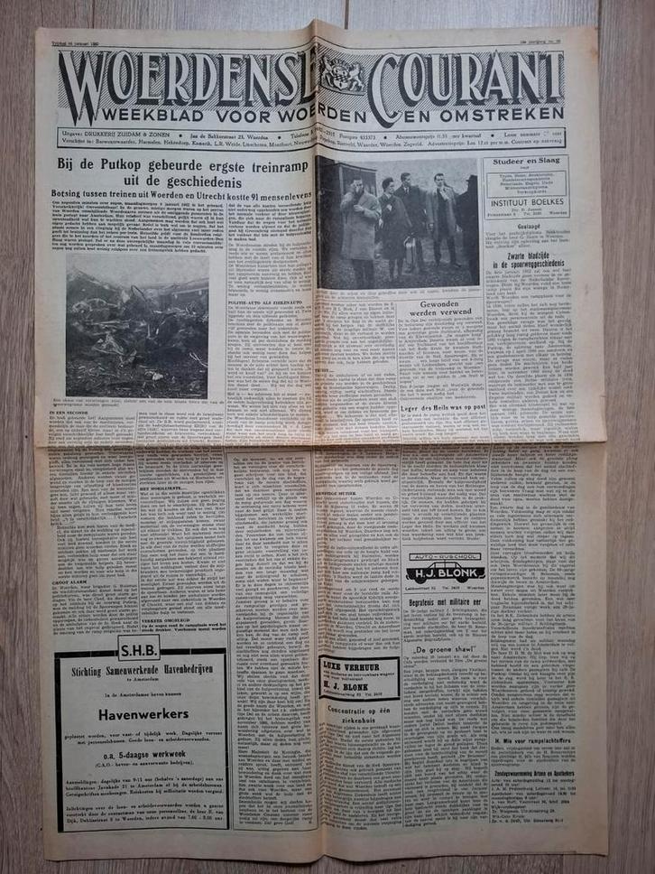 Woerdense Courant - Historische Krant, Boeken, Tijdschriften en Kranten, Gelezen, Krant, Ophalen of Verzenden