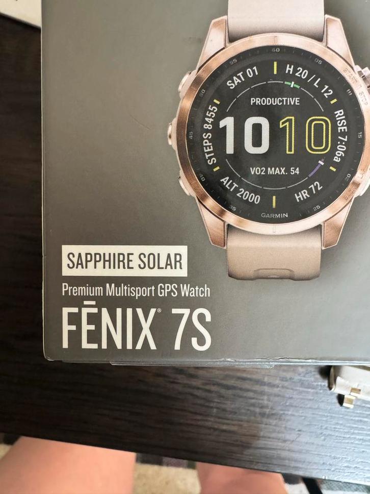 Garmin Fenix 7S Solar Sapphire, Sieraden, Tassen en Uiterlijk, Smartwatches, Zo goed als nieuw, Android, Zilver, Afstand, Waterdicht