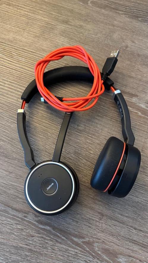 Jabra Evolve 75 headset, Computers en Software, Headsets, Zo goed als nieuw, On-ear, Draadloos, Inklapbare microfoon, Mute-functie