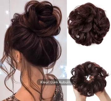 Roodbruine bun knotje hairextension synthetisch haarstuk beschikbaar voor biedingen