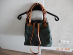 Mooie grote leren tas, kleur groen met bruine handvaten, Ophalen of Verzenden, Zo goed als nieuw, Groen, Handtas