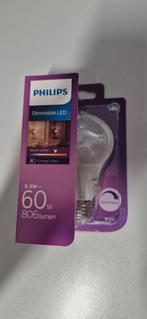 Philips LED Lamp - 60W Equivalent, Dimmable, E27, Nieuw, Ophalen of Verzenden, Glas, Modern