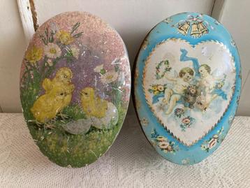 2x Brocante oud ovaal blikje - blikjes / 1x Cote D'ore beschikbaar voor biedingen