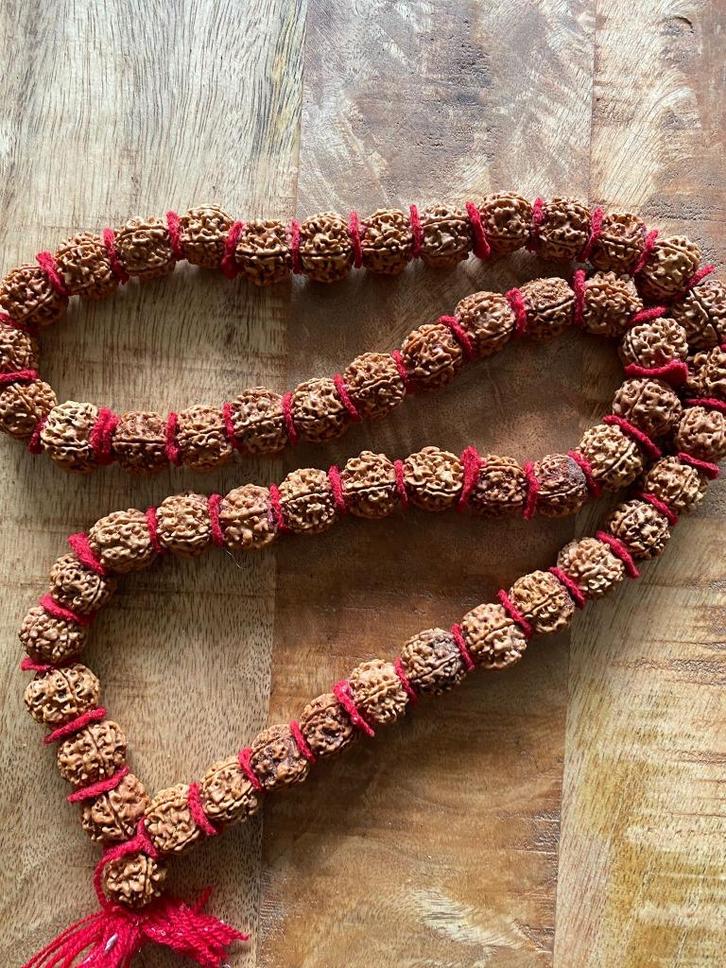 Unieke Guru Chikna Rudraksha Mala Sieraad uit India, Verzamelen, Religie, Gebruikt, Sieraad, Ophalen of Verzenden