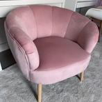 Fauteuil roze fluweel schelp stoel, Huis en Inrichting, Fauteuils, Ophalen of Verzenden, Zo goed als nieuw, Minder dan 75 cm, 50 tot 75 cm