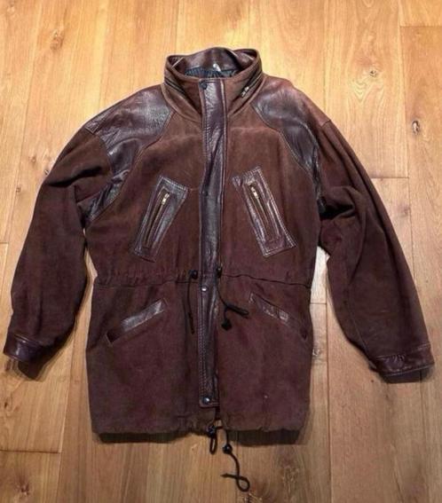 196. Parkajas Leer  met Suede Maat XL, Kleding | Heren, Jassen | Winter, Zo goed als nieuw, Maat 56/58 (XL), Bruin, Ophalen of Verzenden