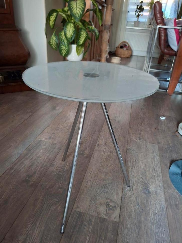 Rond Glazen Bijzettafeltje - Klein 2 stuks., Huis en Inrichting, Tafels | Bijzettafels, Gebruikt, Rond, Minder dan 45 cm, Minder dan 55 cm