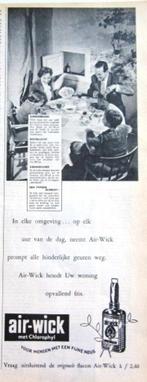 4 vintage advertenties reclames Air Wick luchtverfrisser 53-, Verzenden, Gebruikt, Reclamebord