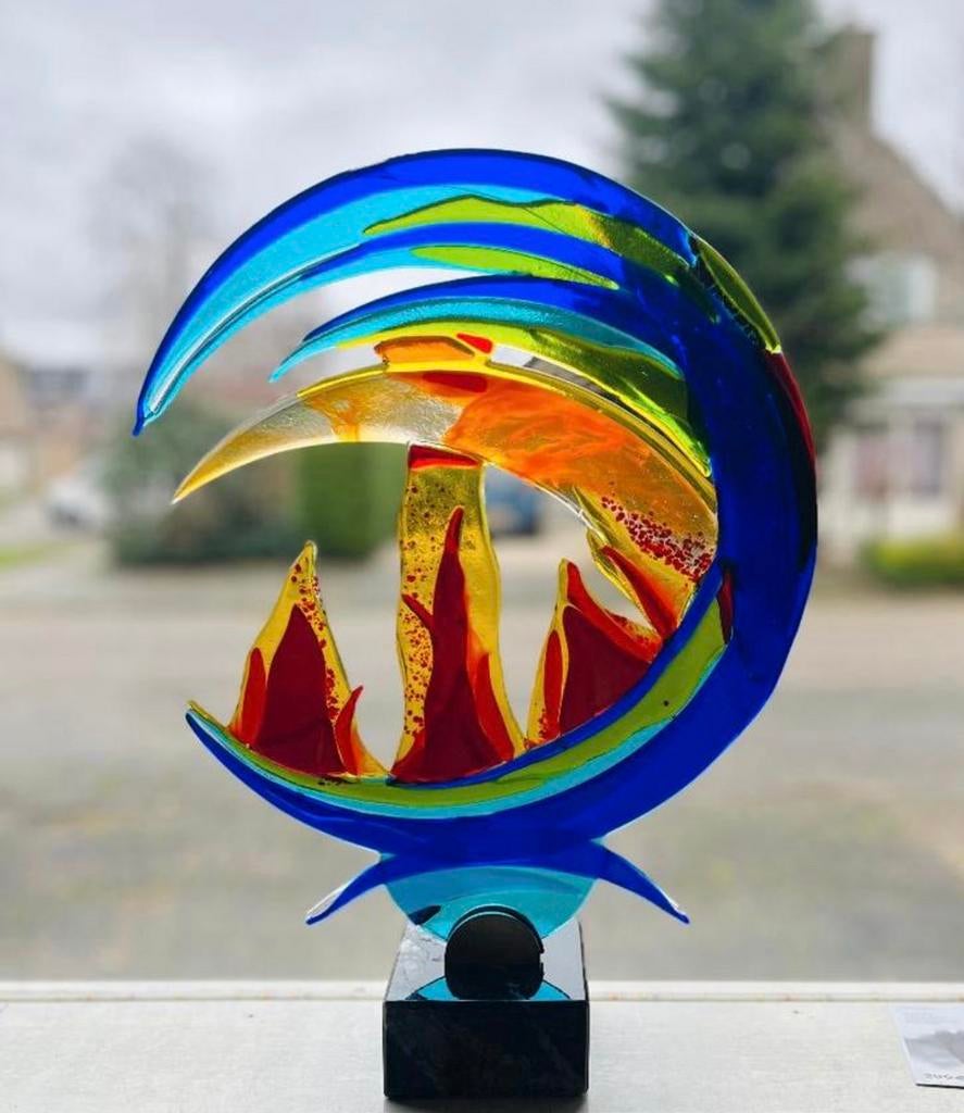 Glasfusie, glaskunst, burning blue, Ophalen