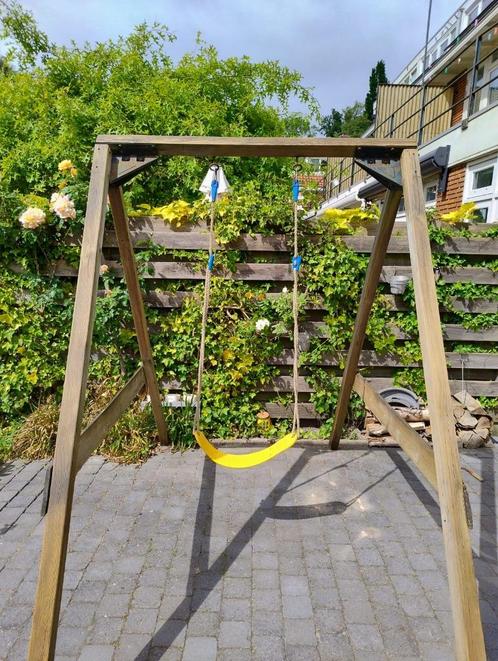 Houten tuinschommel met 2 zitjes, Kinderen en Baby's, Speelgoed | Buiten | Speeltoestellen, Gebruikt, Schommel, Ophalen