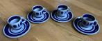 Espresso kop en schotel aardewerk Boch 4 stuks vintage, Nieuw, Ophalen of Verzenden, Overige stijlen, Kop(pen) en/of Schotel(s)