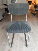 6 Gispen stoelen, grijs ribstof, Huis en Inrichting, Ophalen, Gebruikt, Metaal, Grijs
