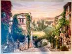 Canvas Mediterranean Village afm hxb 83x116cm, Ophalen, 50 tot 75 cm, Zo goed als nieuw, Schilderij