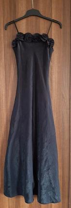 Zwarte lange jurk maat xs met aan de bovenkant bloemen, Zwart, Ophalen of Verzenden, Zo goed als nieuw, Maat 34 (XS) of kleiner