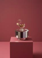 Vintage Glazen Muziekdoos Zwaan met Spiegelvoet, Antiek en Kunst, Antiek | Glas en Kristal, Ophalen of Verzenden