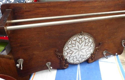 oude kapstok/ regaal/ kapstok met spiegel, Huis en Inrichting, Woonaccessoires | Kapstokken, Gebruikt, Wandkapstok, Minder dan 100 cm