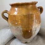 Antieke Franse okergeel geglazuurde confitpot, Ophalen