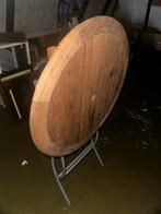 Inklapbare statafel blauw tafelrok, Tuin en Terras, Tuintafels, Ophalen, Gebruikt, Rond, Hout