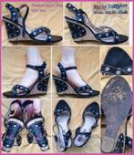 REPLAY zwarte leren sandalen met sleehak maat 38 zgan, Zwart, Replay, Zo goed als nieuw, Sandalen of Muiltjes