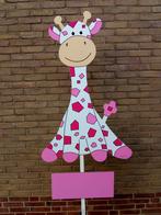 babybordverhuur westervoort, giraf roze rood. geboortebord, Ophalen, Nieuw, Geboortebord