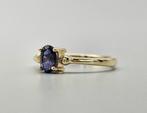 Gouden Vintage ring met edelsteen tanzaniet. 2025/354., ., Paars, Ophalen of Verzenden, .