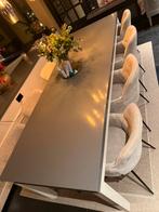 Natuurstenen tafel met ijzeren onderstel, Ophalen, 200 cm of meer, 50 tot 100 cm, Zo goed als nieuw