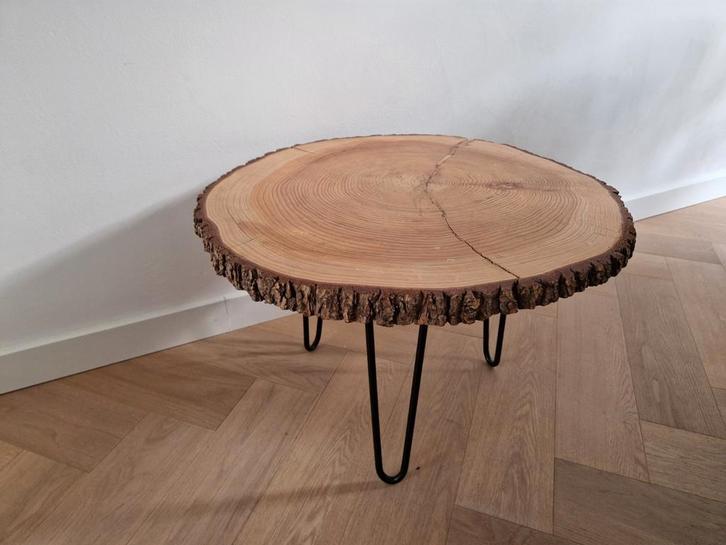 Bijzettafel, Huis en Inrichting, Tafels | Bijzettafels, Gebruikt, Rond, Minder dan 55 cm, Ophalen