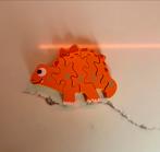 Houten  Puzzel- dino met 5 stukjes, Ophalen, 2 tot 4 jaar, 10 tot 50 stukjes, Zo goed als nieuw