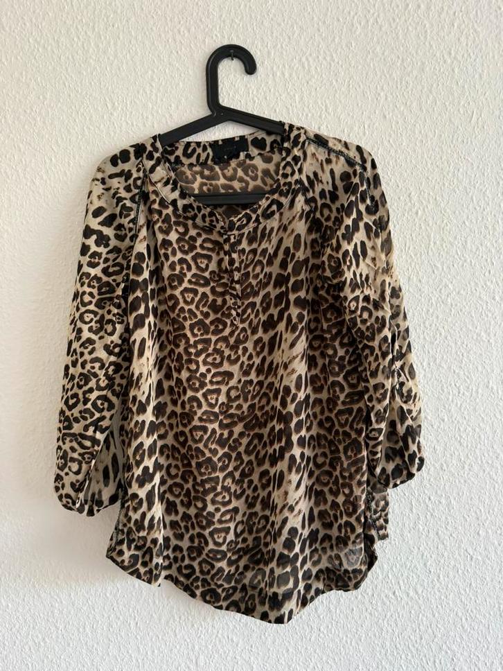 Panterprint blouse van Julie, maat M, Kleding | Dames, Blouses en Tunieken, Zo goed als nieuw, Bruin, Ophalen of Verzenden
