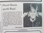 David Bowie in toneelstuk Baal van Brecht (krant 1981), Ophalen of Verzenden, 1980 tot heden, Knipsel(s)