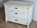 Vintage brocante ladekast wit, Ophalen, Gebruikt, 100 tot 150 cm, 3 of 4 laden