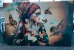 Cobra Art Plexiglas Schilderij Vrouw met Vlinders 120 x80 cm, Ophalen, Zo goed als nieuw, Schilderij, 100 tot 125 cm