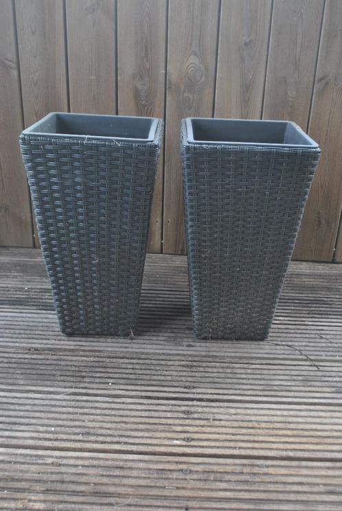 Bloembakken met binnenbak, 2 stuks, kunststof, Tuin en Terras, Bloembakken en Plantenbakken, Gebruikt, Kunststof, Balkon, Tuin