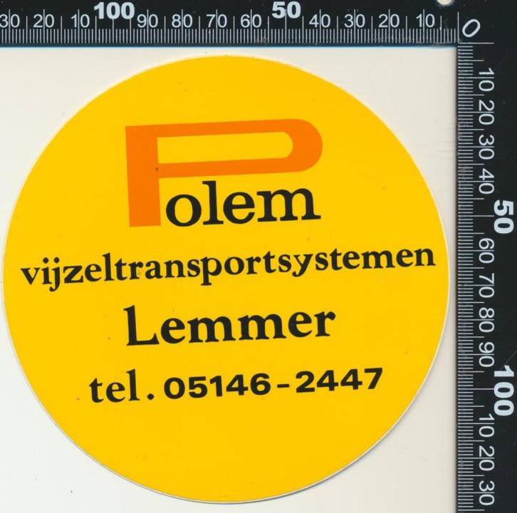 Sticker: Polem - Vijzeltransportsystemen - Lemmer, Verzamelen, Stickers, Zo goed als nieuw, Bedrijf of Vereniging, Ophalen of Verzenden