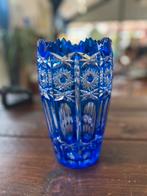 Kobaltblauwe Boheemse Kristallen Vaas, Antiek en Kunst, Antiek | Glas en Kristal, Ophalen of Verzenden