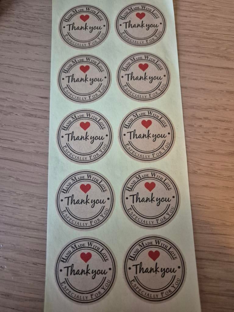 200 Ronde Thank You Stickers - 3.5 cm, Hobby en Vrije tijd, Stickers en Plaatjes, Nieuw, Meerdere stickers, Ophalen of Verzenden