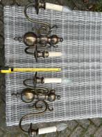 2x Vintage wandlampen – klassiek messing, dubbele arm, Ophalen of Verzenden, Koper of Brons