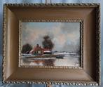 K van Dijk (19e) - Bootjes op het water - Paneel - 1900, Antiek en Kunst, Kunst | Schilderijen | Klassiek, Ophalen