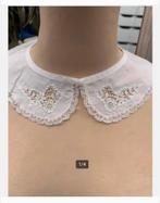 Antiek wit fijn gehaakt kraagje, katoen, 36 cm, Ophalen of Verzenden