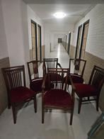 Set van 6 Eetkamerstoelen Rood Velours in Arnhem, Hout, Gebruikt, Klassiek, Ophalen of Verzenden