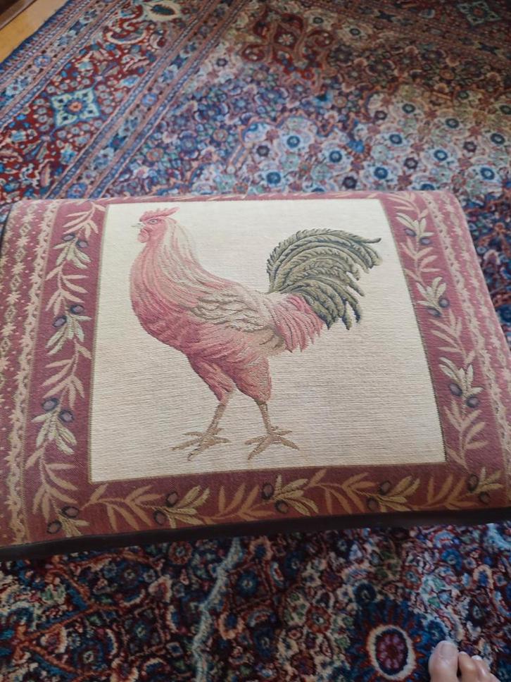 Krukje met Haan Motief gobelin, Huis en Inrichting, Banken | Voetenbanken en Poefen, Gebruikt, Minder dan 50 cm, Minder dan 50 cm