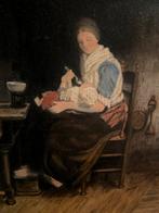 Schilderij van een vrouw met kind, Antiek en Kunst, Kunst | Schilderijen | Klassiek, Ophalen of Verzenden