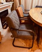 Industriële Eetbank bank en 3 stoelen leer, Bruin, Leer, Ophalen of Verzenden, Zo goed als nieuw