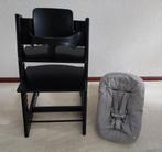 Stokke tripp trapp zwart met babyset en newbornset - ZGAN, Kinderen en Baby's, Kinderstoelen, Ophalen, Zo goed als nieuw, Meegroeistoel