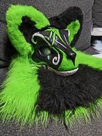 Groene Fursuit dino mask head met losse hood, Hobby en Vrije tijd, Kostuums, Theaterbenodigdheden en LARP, Ophalen of Verzenden