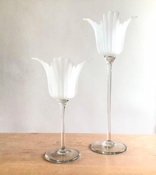 2 hoge waxinelichthouder kandelaar windlicht - glas - NIEUW, Huis en Inrichting, Woonaccessoires | Kandelaars en Kaarsen, Nieuw