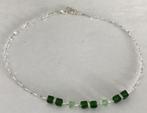 Mooie groene ketting, met donkergroene en lichtgroene cubes, Sieraden, Tassen en Uiterlijk, Met kristal, Verzenden, Nieuw, Steen of Mineraal