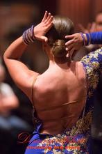 Royal Blue and Gold latin dress for sale!, Maat 38/40 (M), Blauw, Ophalen of Verzenden, Gedragen