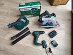 Bosch Gereedschap Set - Bladblazer, Zaag, Cirkelzaag + Accu, Ophalen of Verzenden, Zo goed als nieuw